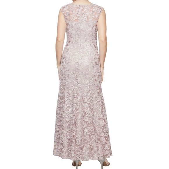 Alex Evenings Wisteria Rose Lace Cap Sleeve Maxi Gown with Shawl Size 12 - Picture 2 of 14